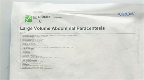Arrow Ak 00376 Large Volume Abdominal Paracentesis Kit 8fr Imedsales