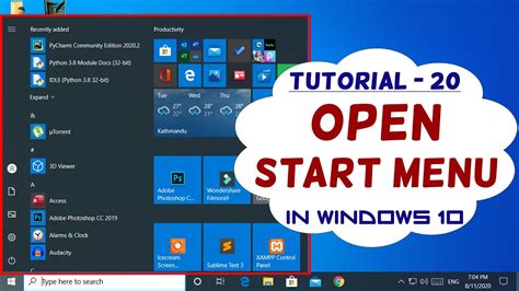 20 2 Ways Open Start Menu Windows 10 Tutorial Youtube