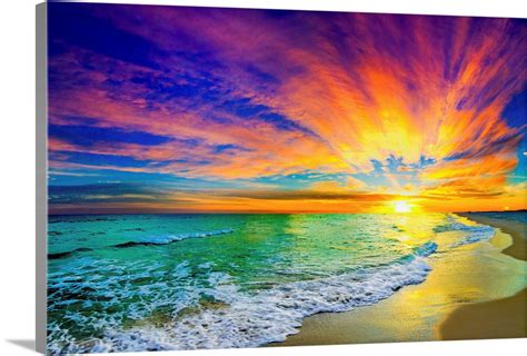 Colorful Ocean Sunset Orange And Red Beach Sunset In 2020