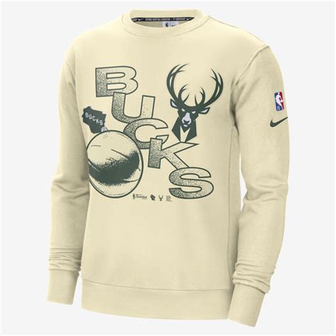 Nike Milwaukee Bucks Courtside Mens Nba Fleece Sweatshirt In Flat Opal