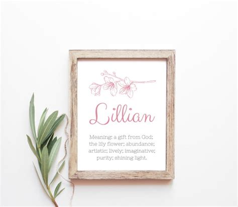 Lillian Baby Name Meaning Baby Names Nursery Sign Girl Names Etsy Canada