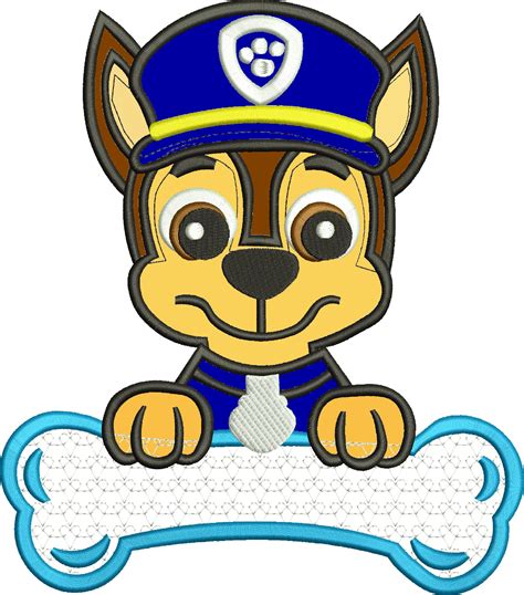 Paw Patrol Machine Embroidery Design Chase Applique Etsy