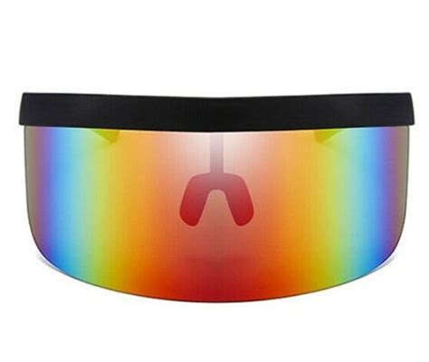 futuristic oversize xl shield visor sunglasses mirrored clear fit over mono lens ebay