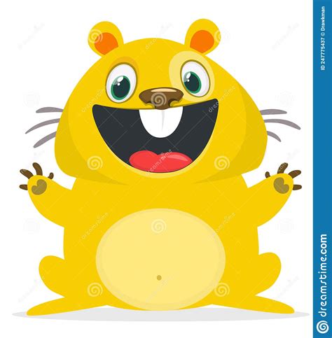 Cartoon Vector Illustration Of Funny Hamster Isolated On White Stock
