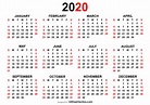 Free Yearly Calendar 2020