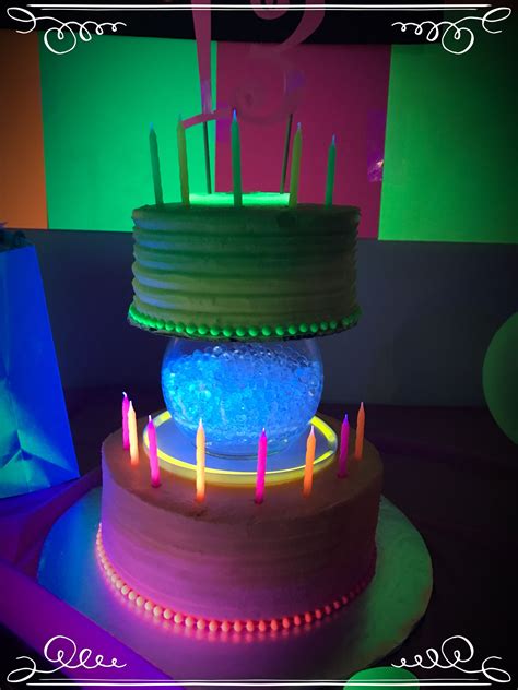 Neon Black Light Glow In Dark Birthday Cake Birthday Candles