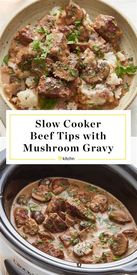 Beef tips and gravy in the crock pot is easy and delicious. Recipe: Slow Cooker Beef Tips with Mushroom Gravy | Recipe ...