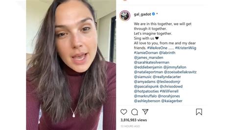 Gal Gadot Sings Imagine With Dozens Of Celebrity Friends
