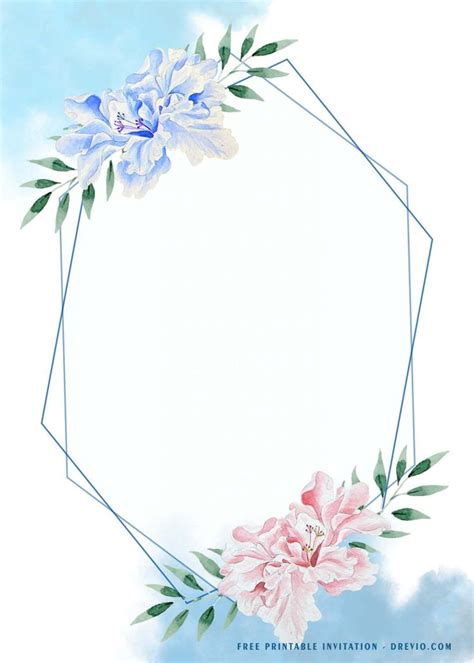 Free Printable Blue Floral Invitation Templates Floral