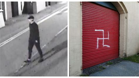 police appeal to find man after swastika graffitied on woman s home itv news wales