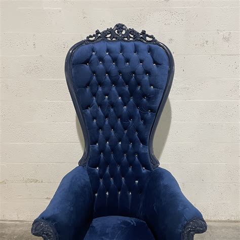 Blue Throne Chair Blue Velvet Chair French Tufted Chair Throne Tufted