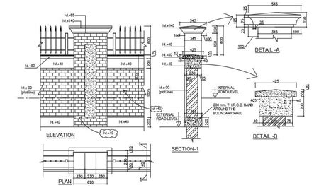 Compound Wall Detail Drawing In Dwg Autocad File Cadbull Images