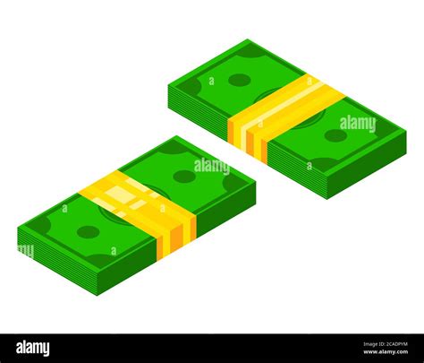 Pile Of Money Icon From Two Sides Isometric Dollar Banknotes 3d Money