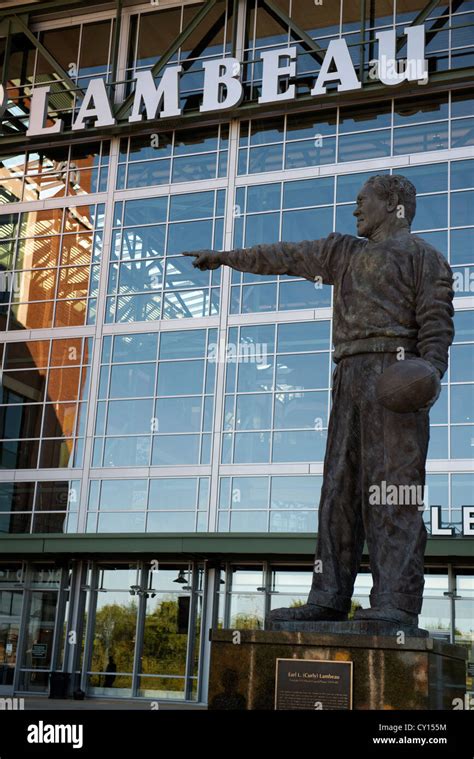 Statue Of Vince Lombardi Outside Lambeau Field Home Of The Packers