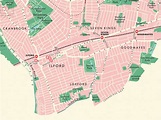 Redbridge (London borough) retro map giclee print – Mike Hall Maps ...