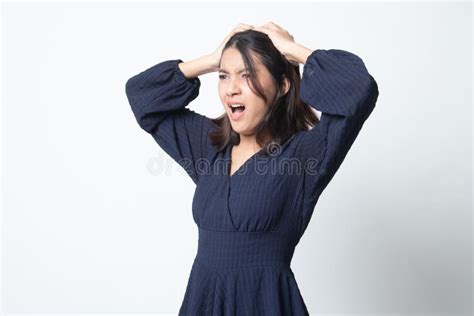 Stressed Young Asian Businesswoman Scream Out Stock Image Image Of