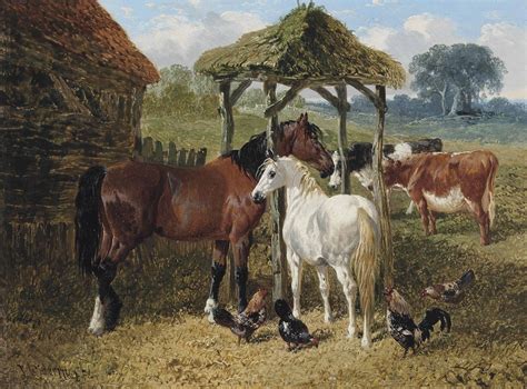 John Frederick Herring Jnr 1815 1907 Horses Cows And Chickens In