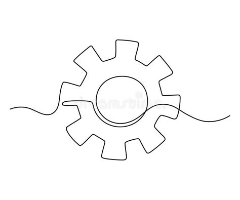 Gear Wheel In Motion Symbol Technology Continuous One Line Drawing