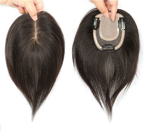 Virgin Remy Human Hair Crown Topper For Women 3 X 55 Clip In Silk