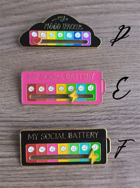 Enamel Mood Pins Interactive Social Mood Battery Slider Pins Etsy