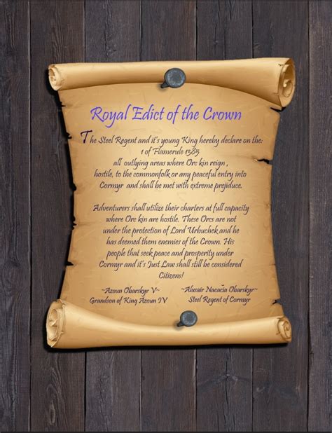 A Royal Decree By The Steel Regent Forgotten Realms Cormyr