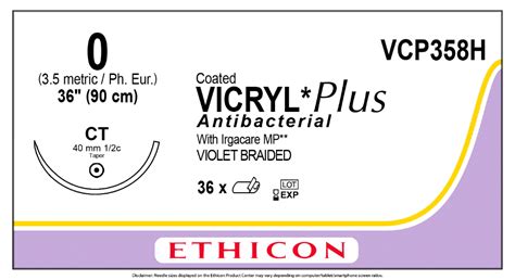 Vcp358h Coated Vicryl Plus Antibacterial Polyglactin 910 Suture