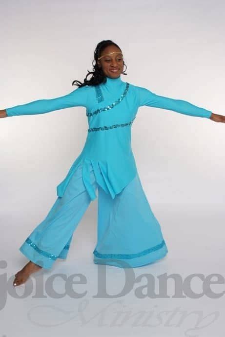 Living Waters One Sleeve Tunic Wskirt 3pc Set Praise Dance Garments