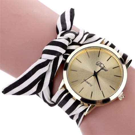 duoya d026 women analog quartz stripe fabric watch bracelet watches women fashion watches