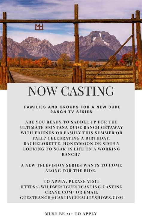 Casting People To Go On A Montana Dude Ranch Vacation Getaway