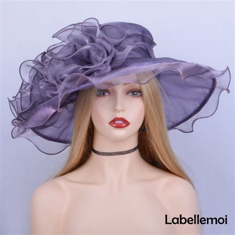 Lavender Purple Wide Brim Organza Hat Church Hat For Kentucky Etsy