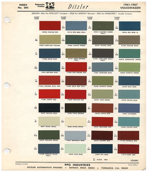 Original Vw Beetle Paint Schemes 1967 Vw Beetle