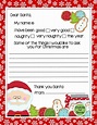 Printable Letter to Santa with Christmas Cookies