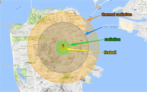 Nuclear Missile Blast Radius Map References
