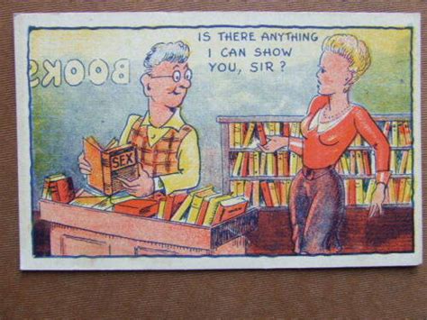 double entendre in the library naughty 1940 s postcard from unique ebay
