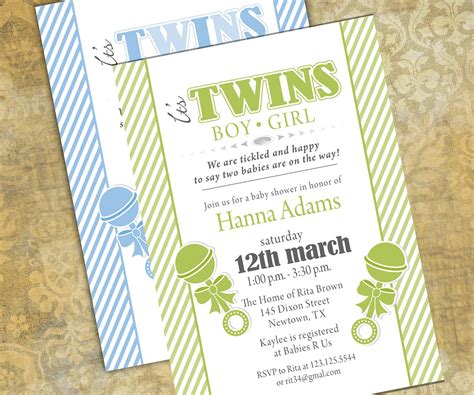 Twins Baby Shower Invitation Printable A Printable Invitation