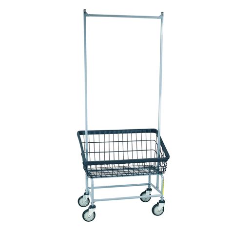 Dura Seven™ Large Front Load Wire Laundry Cart W Double Pole Rack