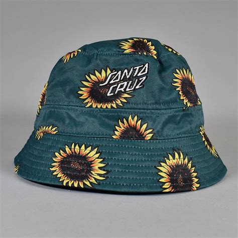 Santa Cruz Skateboards Sunflowers Bucket Hat Black Sunflower Print Skate Clothing From