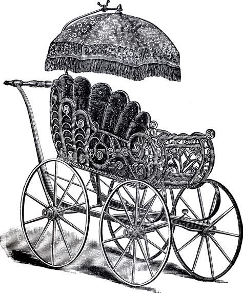 Vintage Wicker Baby Carriage Image The Graphics Fairy
