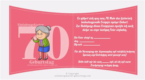 Geburtstag siebzigster textvorlagen einladungstext 75. Einladungskarten zum 70 Geburtstag