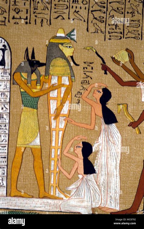 Egyptian Myth Anubis And Mummy Anubis Supporting Mummy During The
