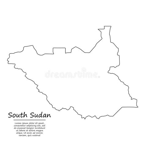 Simple Outline Map Of South Sudan Silhouette In Sketch Line Sty Stock Vector Illustration Of