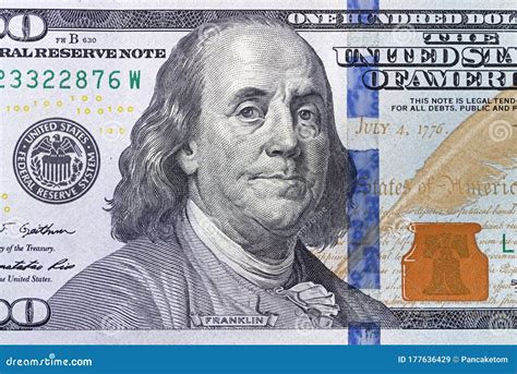 Benjamin Franklin Portrait From 100 Dollar Bill Stock Image Image Of