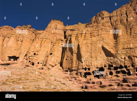 Afghanistan Bamiyan Province Caves In Cliffs Near Empty Niche Where