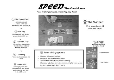 Get rid of all of your cards before the computer opponent. Speed the Card Game; How to Play with printable - What Game Works...