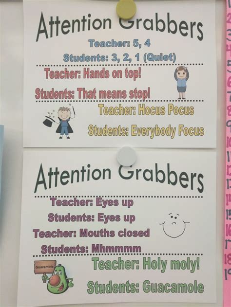 Kates Attention Grabbers For Her 2nd Graders Up Teacher Attention