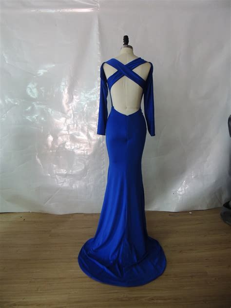 Aliexpress Com Buy Sexy Customized Made Evening Dresses Vestido De Festa Royal Blue Cross