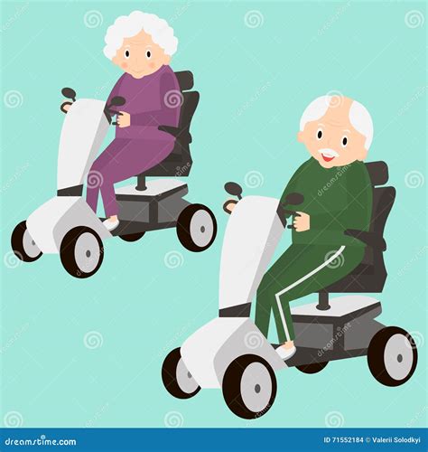 Senior Lady And Man On A Mobility Scooter Elderly People Moving On