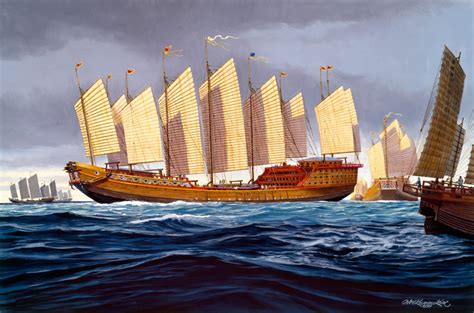 Treasure Ship Of Ming Navy Herb Kawainui Kāne