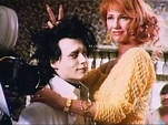 Johnny Depp and Kathy Baker on the set of Tim Burton’s Edward ...