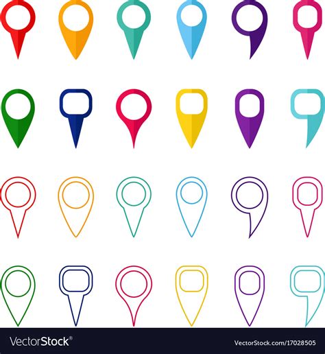 Set Colored Map Markers And Pointers Royalty Free Vector